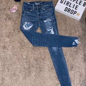 Light Wash Distressed AE Super Super Stretch Jeans